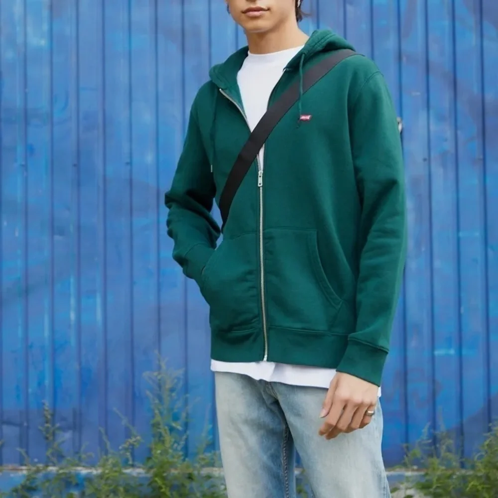 Levis Core Fleece Lined Full Zip Hoodie Sweatshirt Ponderosa Pine Green Sz S